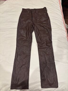 GAP Dark Brown Wide-Leg Faux Leather Jeans